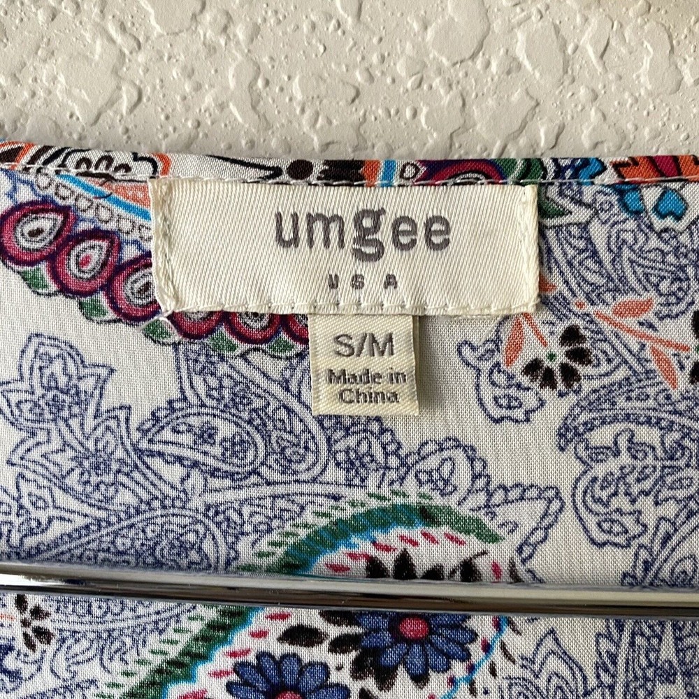 Umgee Womens Cardigan Size S/M Paisley Floral Open Front Fringe Hem - Picture 5 of 8